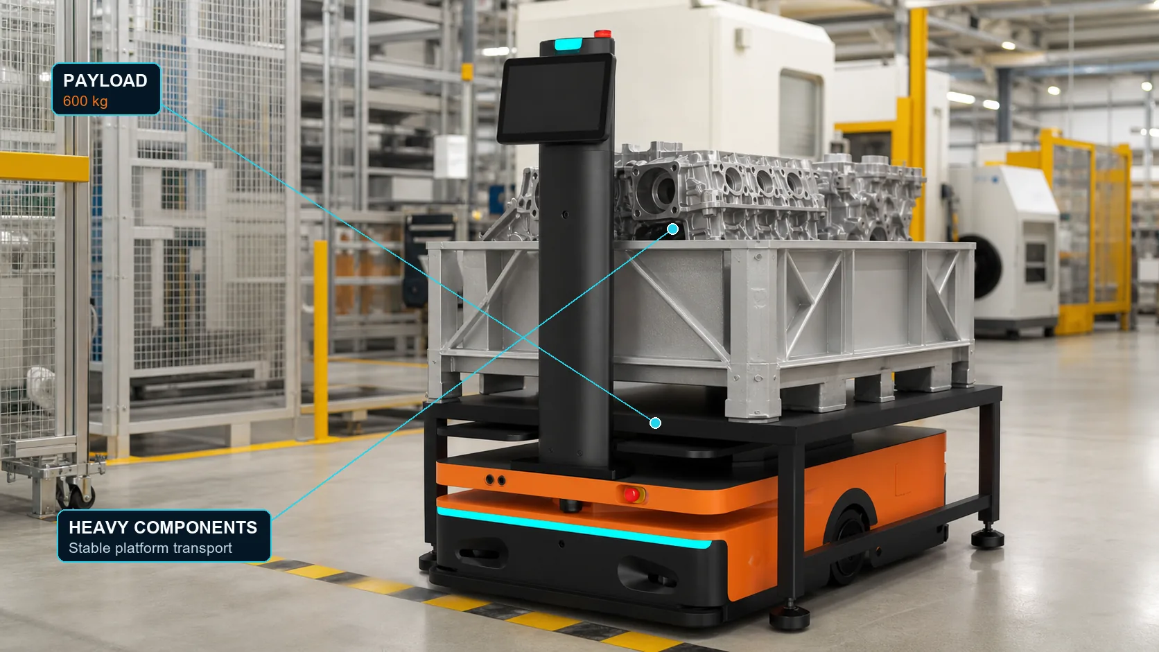X600 Series: Move larger components with a 600 kg payload.