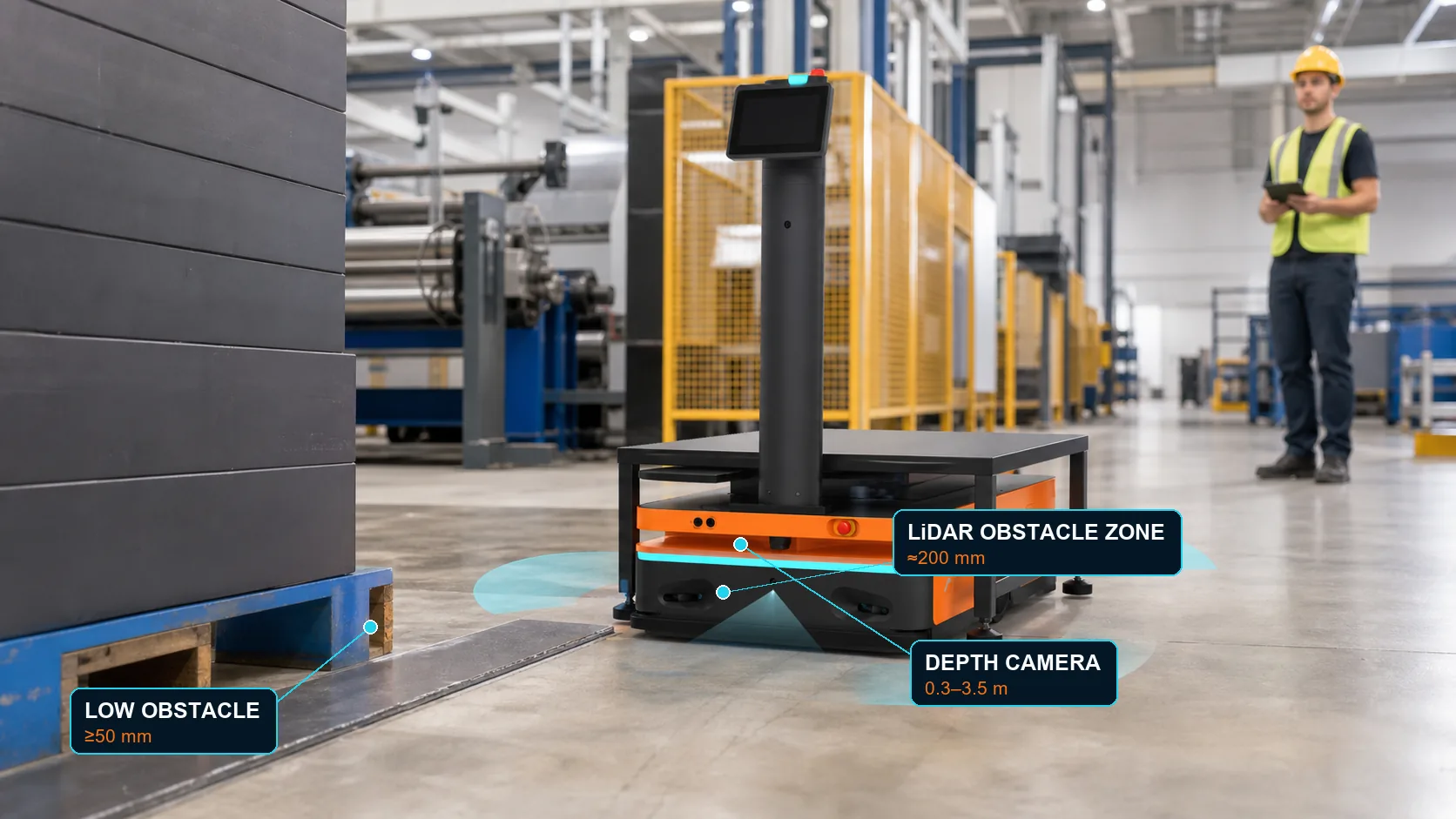 X600 Series: See people and low obstacles around the load.